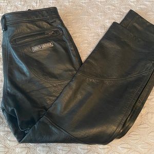 Harley Davidson leather riding pants.